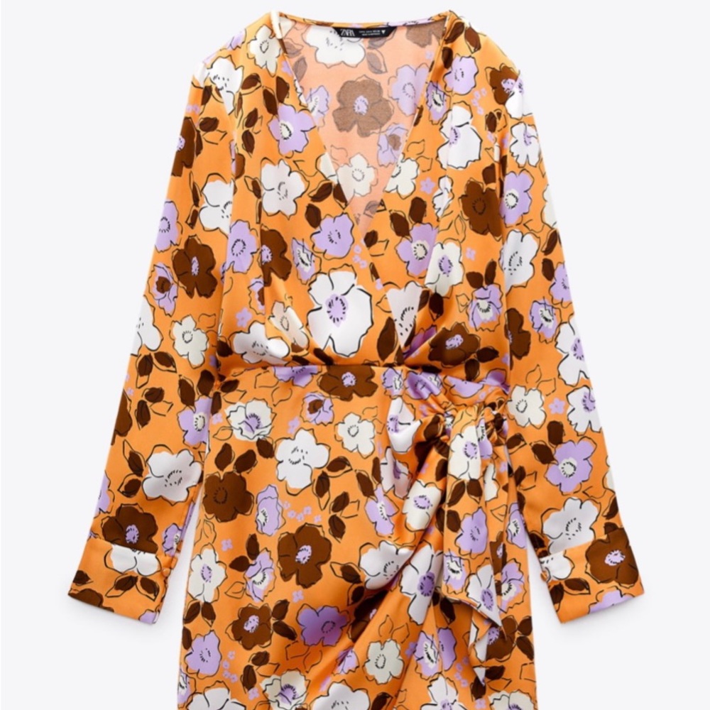 Zara satin wrap dress